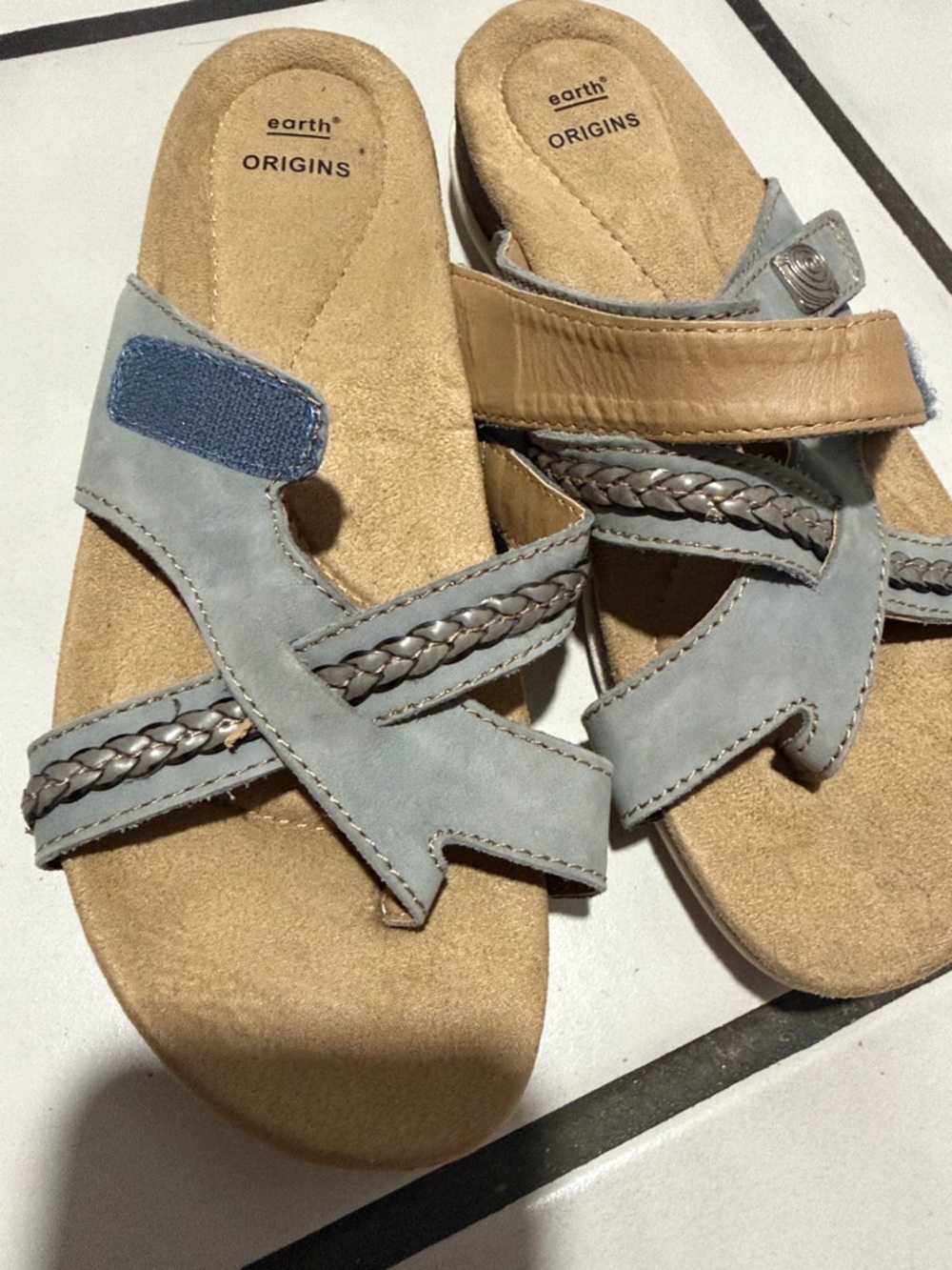 Sandalias Earth Origins Comfort Azul Claro Talla 7.5W Ancho Casual - Picture 5 of 10